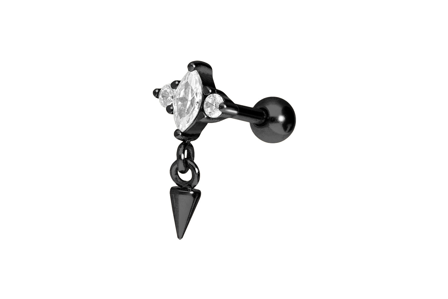Chirurgenstahl Ohrpiercing EINGEFASSTE KRISTALLE + SPITZE